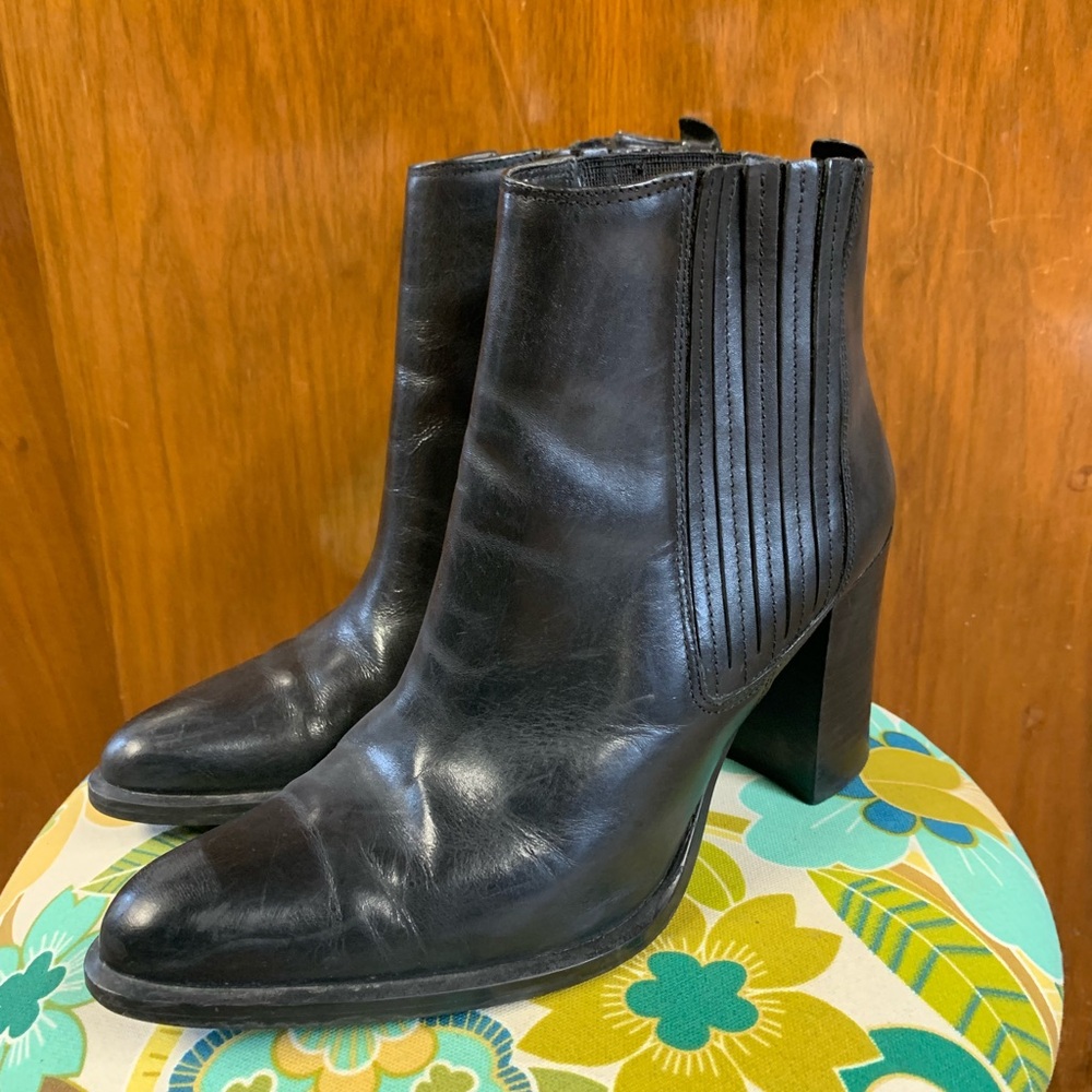 Black Leather Ankle Boots